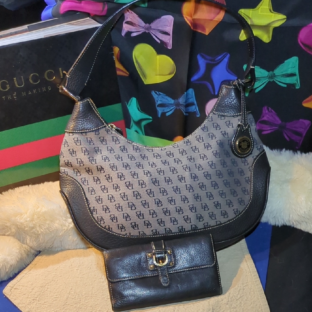 Dooney & Bourke Leather Canvas Monogram Crossbody With Wallet NOW ONLY $999